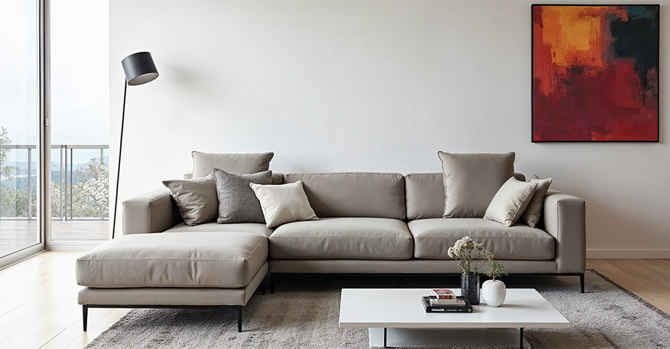 canapé convertible style japonais en bois clair avec matelas futon dans salon zen