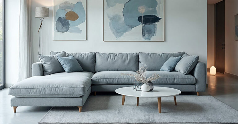 canapé convertible adapté au télétravail dans un espace bureau multifonctionnel